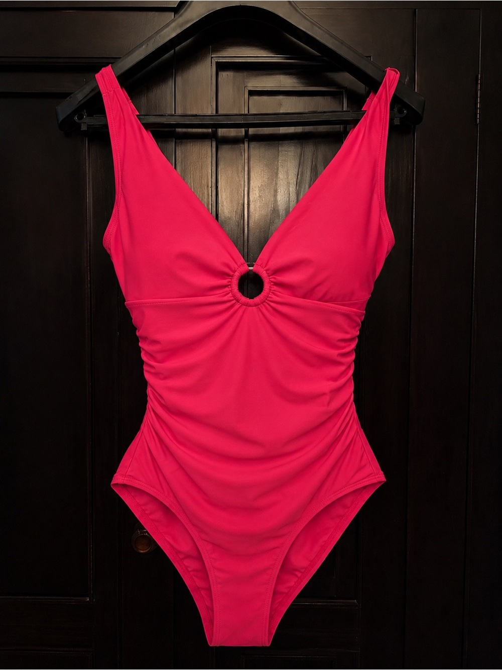 Tommy Hilfiger Pink One Piece Swimsuit Size 12 Ruched Tummy Control Large Suit
